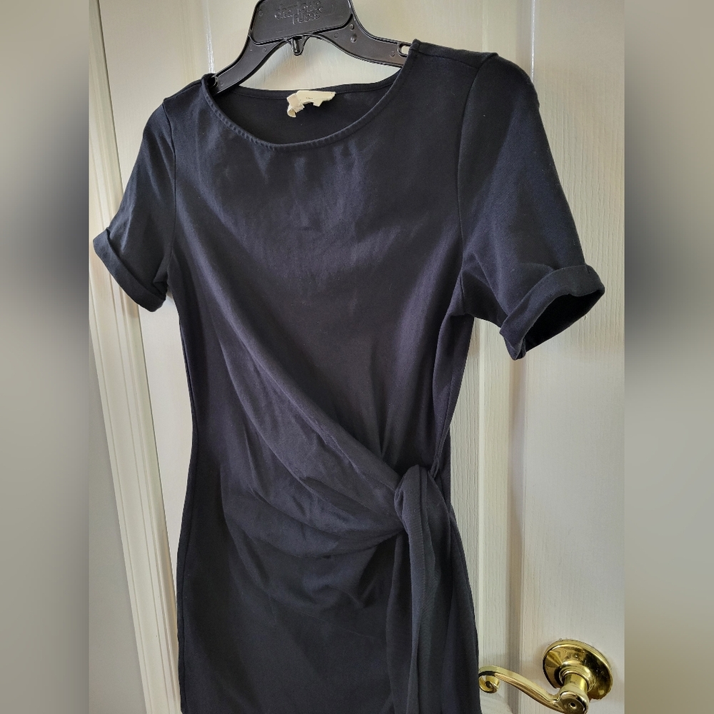 Sézane Pippa Short Dress in Black Organic Cotton Tie-Side Mini Size XS - Picture 2 of 10